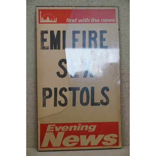 102 - Music Poster - Punk - Original 1977 Sex Pistols “Evening News” news stand poster from 6th January 19... 