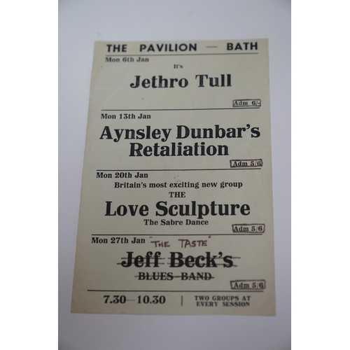 66 - Music Memorabilia - 3 Bath Pavilion flyers covering January, February & March 1969.  Some annotation... 