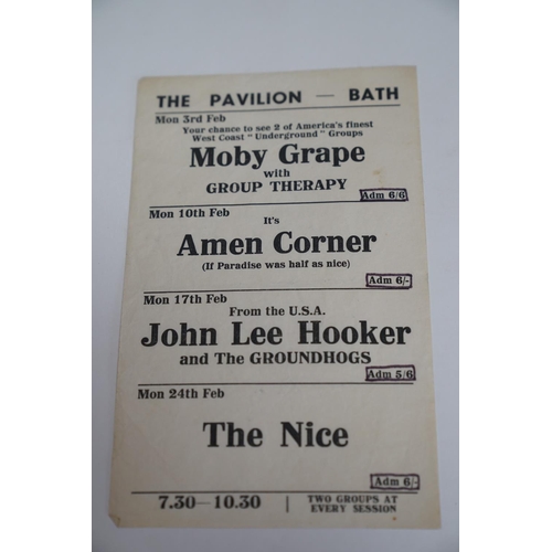 66 - Music Memorabilia - 3 Bath Pavilion flyers covering January, February & March 1969.  Some annotation... 