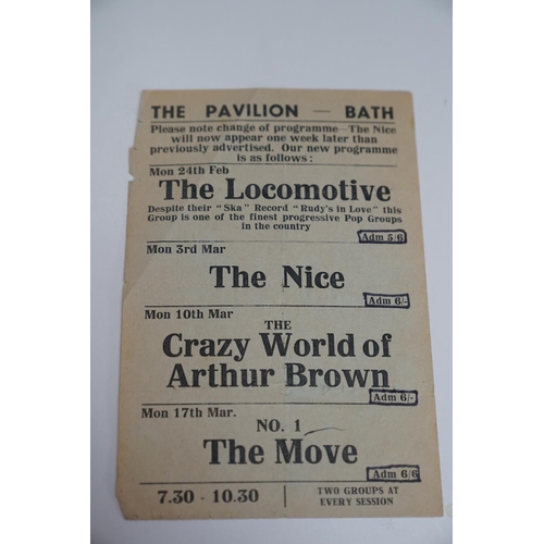 66 - Music Memorabilia - 3 Bath Pavilion flyers covering January, February & March 1969.  Some annotation... 