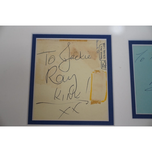 76 - Music Memorabilia & Autographs - The Kinks framed and glazed montage including a photo, signatures, ... 