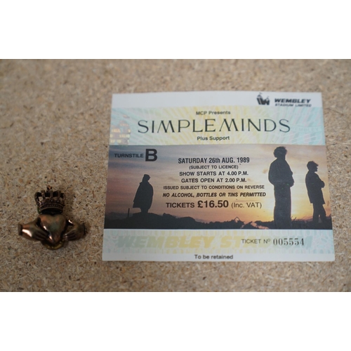 93 - Music Memorabilia - Simple Minds - 1989 Wembley ticket and Tour Programme signed by Jim Kerr, plus a... 