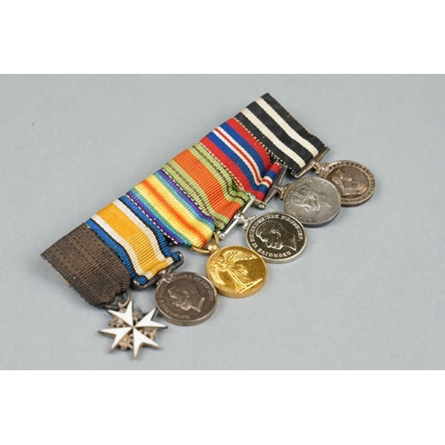 4 - A World War One And World War Two British Military Miniature Medal Group Of Six Comprising On The 19... 
