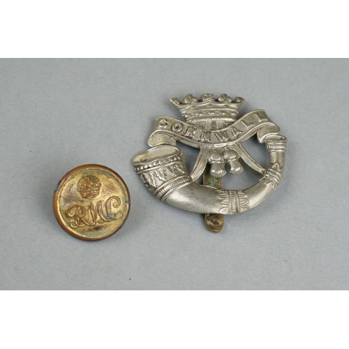 103 - A Small Group Of Military Collectables To Include A Duke Of Cornwall Light Infantry Cap Badge And A ... 