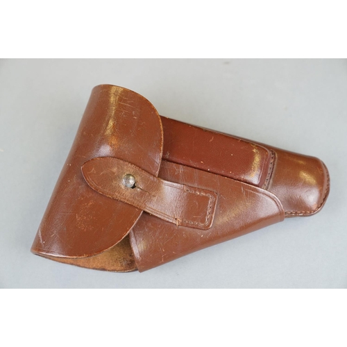 106 - An Original World War Two Mauser Model 1934 Brown Leather Pistol Holder / Holster Complete With Spar... 