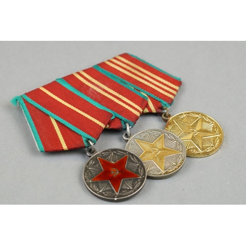 11 - A Russian / Soviet Full Size Trio Of Medals Of The Ministry Of Internal Affairs 1st, 2nd And 3rd Cla... 
