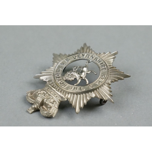 17 - A British Military The 5th Haytor Volunteer Battalion Of The Devonshire Regiment Cap Badge, White Me... 