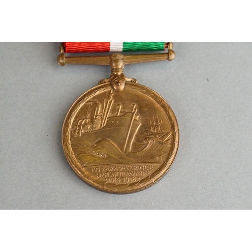 50 - A British World War One Full Size Mercantile Marine War Medal, Named And Issued To Stephen Davies Co... 