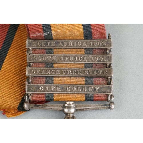 51 - A British Boer War Full Size Queens South Africa Medal With Four Clasps To Include The South Africa ... 