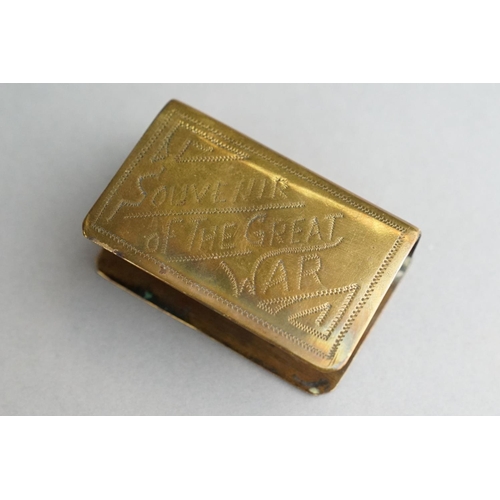 62 - Two World War One Brass Trench Art Matchbox holders to include A Royal Engineers And A Great War Exa... 