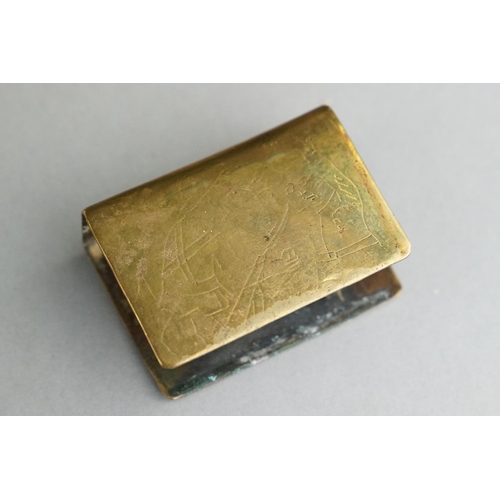 62 - Two World War One Brass Trench Art Matchbox holders to include A Royal Engineers And A Great War Exa... 