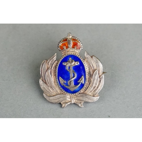 72 - A Collection Of Three Sterling Silver Royal Navy Sweetheart Brooches To Include Enamel Example, All ... 