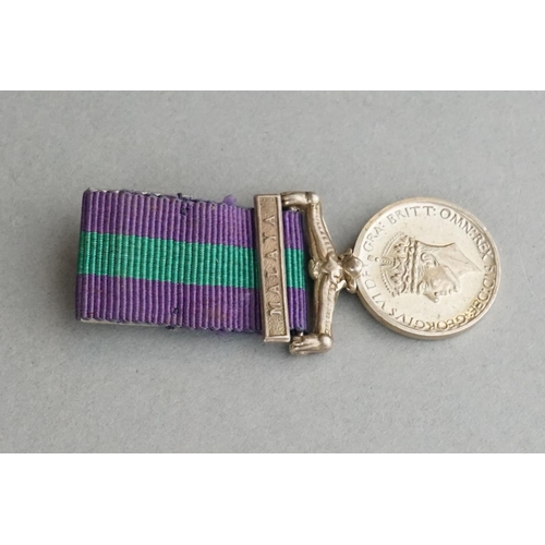 78 - A British Military Miniature General Service Medal (GSM) With Malaya Clasp, Issued To Dr Bruce Moris... 