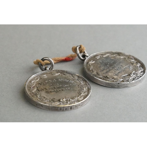 82 - Two Fully Hallmarked Sterling Silver Medals Named And Awarded To SGT. S. ALLWOOD Of The Royal Artill... 