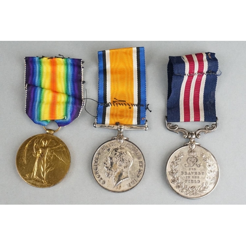 86 - A British Military Would War One Full Size Medal Trio To Include The Great War Of Civilisation Victo... 