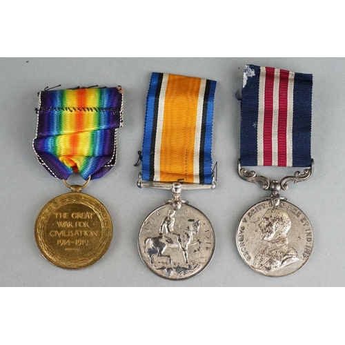 86 - A British Military Would War One Full Size Medal Trio To Include The Great War Of Civilisation Victo... 