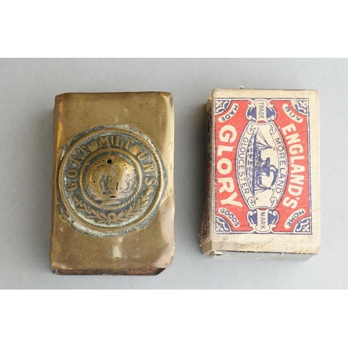 87 - A Small Collection Of Military Collectables To Include A World War One German Trench Art Matchbox Ho... 