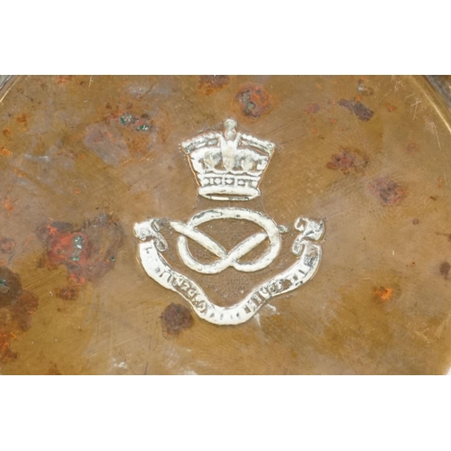 97 - A Pair Of Vintage The South Staffordshire Regiment Brass Ashtrays With Kings Crown.