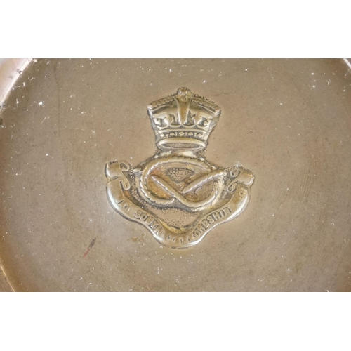 97 - A Pair Of Vintage The South Staffordshire Regiment Brass Ashtrays With Kings Crown.