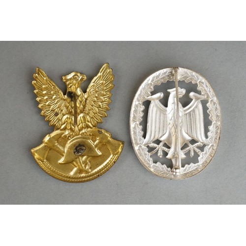 98 - A German Military Armed Forces Badge For Military Proficiency Together With A Polish Fire Fighters B... 