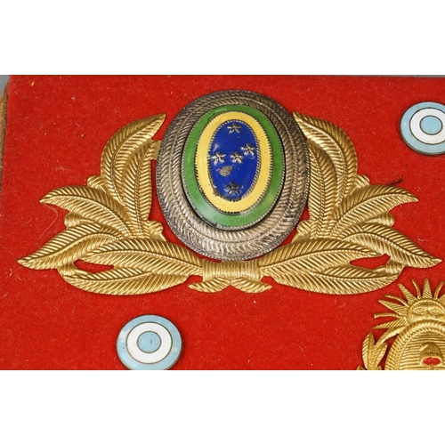 118 - A Collection Of Brazilian Military Badges Mounted On Board To Include Minas Gerais P.M. And Rio Gran... 