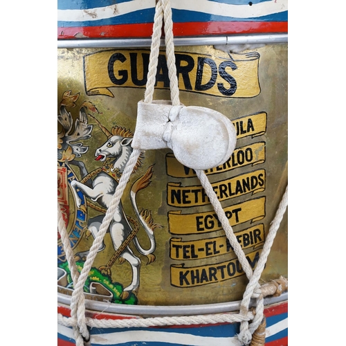 132 - A Military Marching Drum To The 2nd Life Guards, Marked With Crest And Battle Honours.