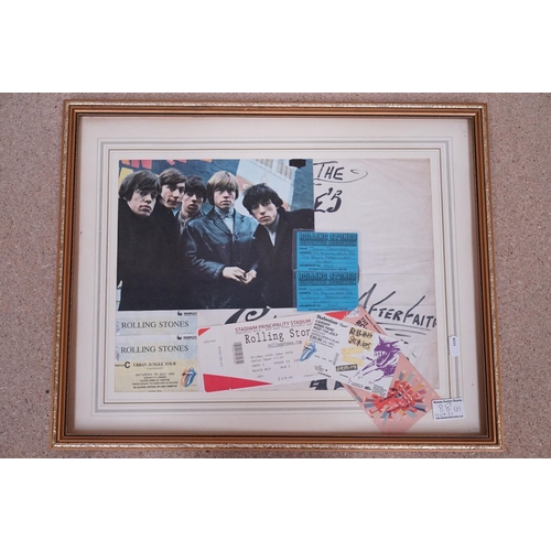 88 - Music Memorabilia - Three framed Rolling Stones items to include ltd edn Come On 7 inch single monta... 