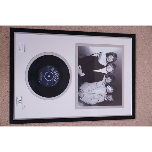 88 - Music Memorabilia - Three framed Rolling Stones items to include ltd edn Come On 7 inch single monta... 