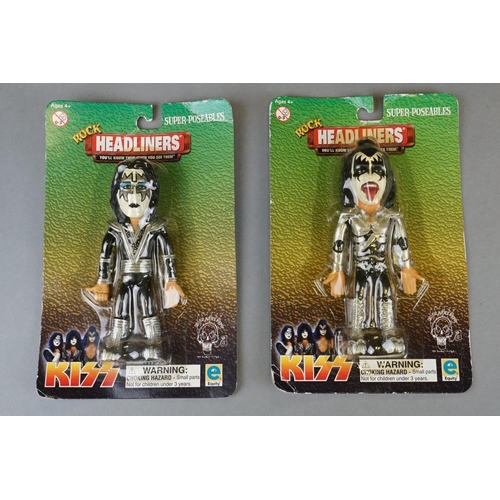 275 - Music Memorabilia - Set of four 'Rock Headliners' KISS super poseables figures on backing cards from... 