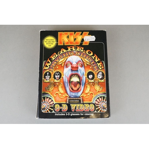 277 - Music Memorabilia - KISS four 'We Are One' Psycho Circus 3-D video VHS tape / CD sets two with shrin... 