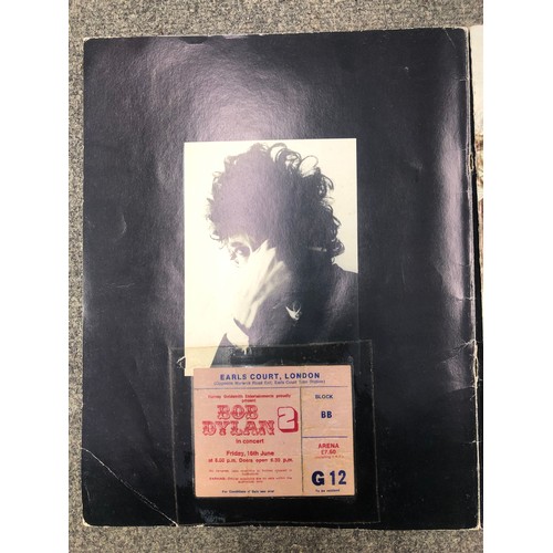 74A - Music Memorabilia - Bob Dylan 1978 souvenir concert programme with Earls Court ticket taped to insid... 