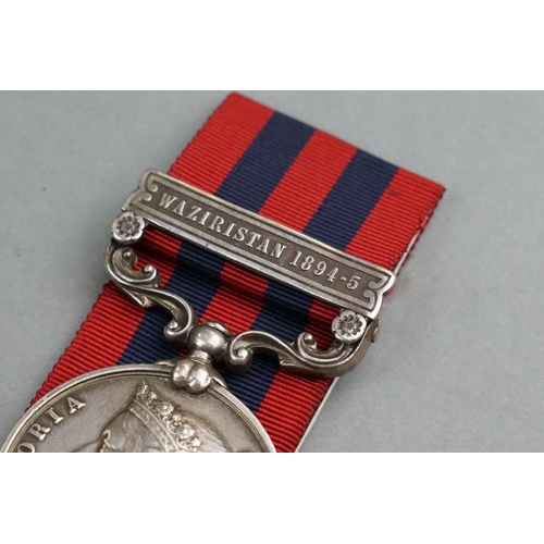 100A - A Victorian Full Size British India General Service Medal With Waziristan 1894-5 Clasp, Correctly Na... 