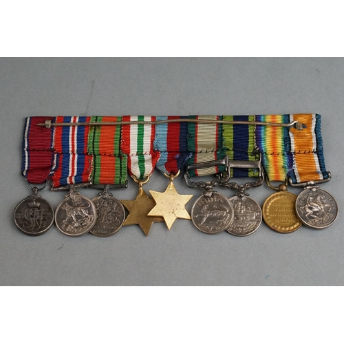 115A - A Miniature World War One And World War Two Medal Group Of Nine Medals To Include The Great War Of C... 