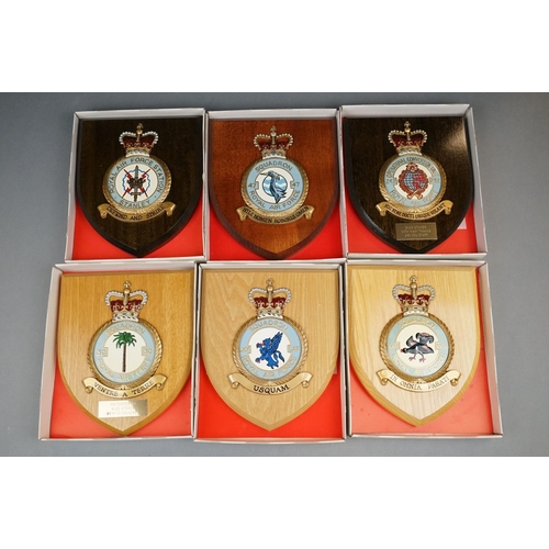 146 - A Collection Of Six Boxed Royal Air Force Shield Wall Plaques To Include RAF Stanley, RAF 30 Squadro... 