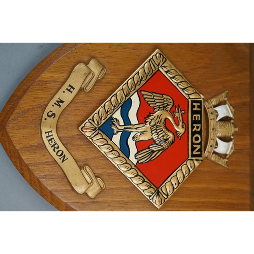 148 - A Collection Of Six Royal Navy Shield Wall Plaques To Include HMS Seahawk, HMS Heron, HM Yacht Brita... 