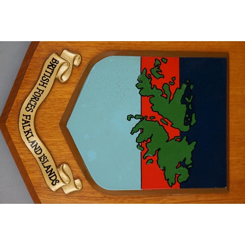 149 - A Collection Of Five Military Shield Wall Plaques To Include RAF Gibraltar, 40 Commando The Royal Ma... 