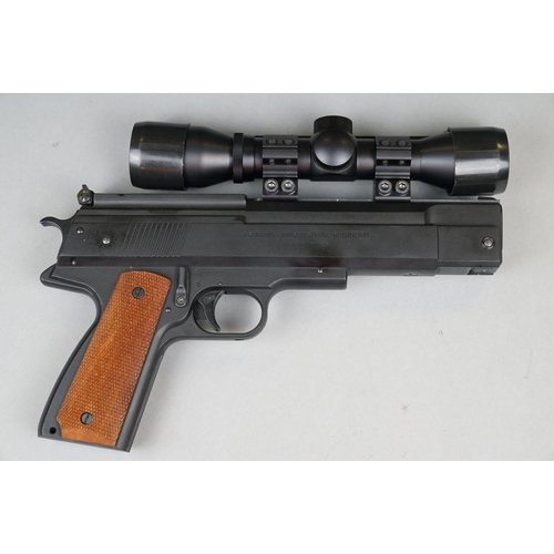 156 - A H. Weihrauch Sportwaffenfabrik, Mellrichstadt German Made HW 45 CAL .22 / 5.5mm Air Pistol With Sc... 