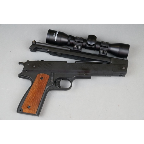 156 - A H. Weihrauch Sportwaffenfabrik, Mellrichstadt German Made HW 45 CAL .22 / 5.5mm Air Pistol With Sc... 