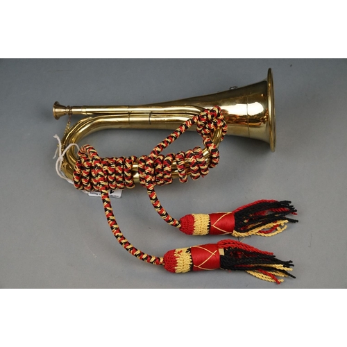 157 - A Brass Military Bugle Badged To The Royal Artillery Regiment.