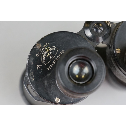 159 - A Pair Of World War Two Military Issued Binoprism No.5 MK.II x7 Binoculars, Dated 1941 And Marked Wi... 