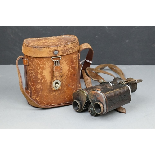 160 - A Cased Pair Of Early German Military Binoculars, Marked C.P. Goerz, Berlin, D.R.G.M.