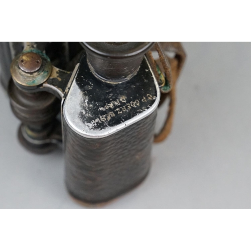 160 - A Cased Pair Of Early German Military Binoculars, Marked C.P. Goerz, Berlin, D.R.G.M.