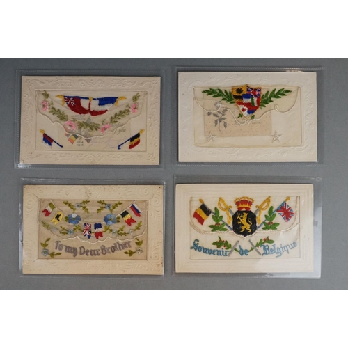 172 - A Collection Of Eleven World War One / WW1 Silk Patriotic Postcards To Include A Australian Commonwe... 