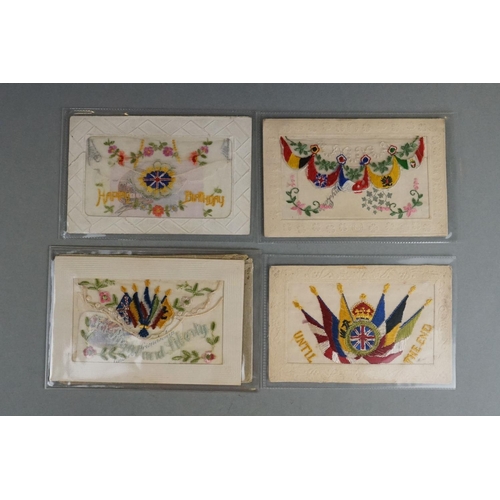 172 - A Collection Of Eleven World War One / WW1 Silk Patriotic Postcards To Include A Australian Commonwe... 