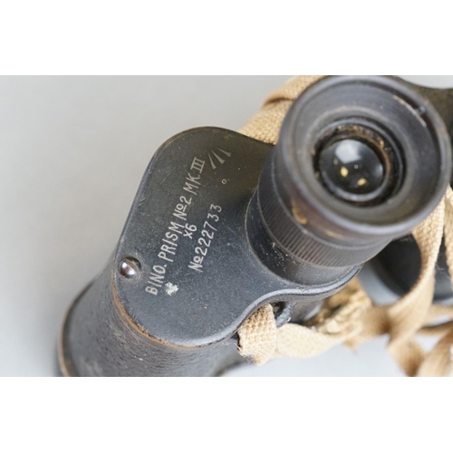 179 - A Pair Of World War Two Issued Military Field Binoculars By Kershaw, Sino Prism No.2 MkIII x6 No.222... 