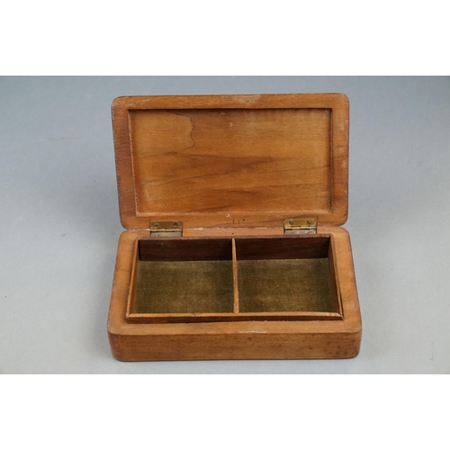 253 - A Wooden Cigarette Box With Carved Lid Badged To The Queen Victoria's Own Madras Sappers And Miners ... 