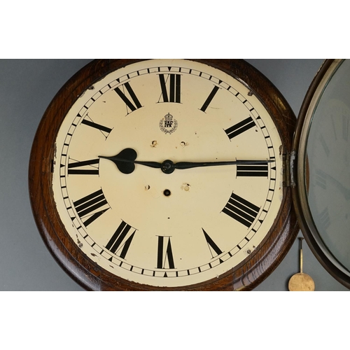 361 - A British World War Two Royal Air Force / R.A.F. Wall Clock, RAF Logo With Kings Crown To Enamel Dia... 