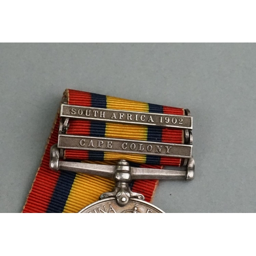 65A - A Full Size Boer War Queens South Africa Medal With Cape Colony And South Africa 1902 Clasps, Named ... 