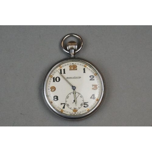 175 - A British Military Issued Jaeger LeCoultre G.S.T.P. Swiss Made Pocket Watch, Marked To Verso G.S.T.P... 