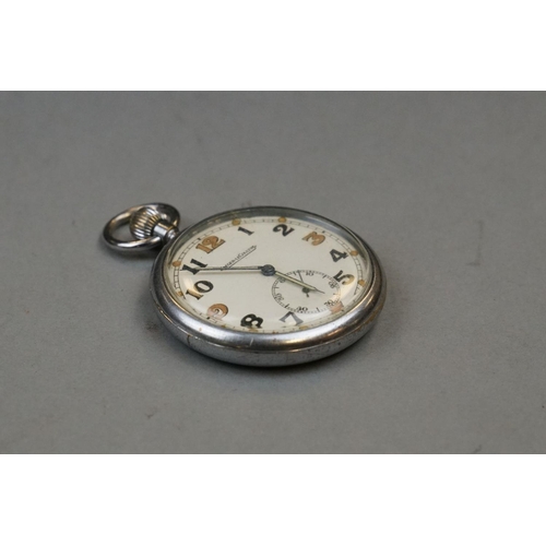 175 - A British Military Issued Jaeger LeCoultre G.S.T.P. Swiss Made Pocket Watch, Marked To Verso G.S.T.P... 